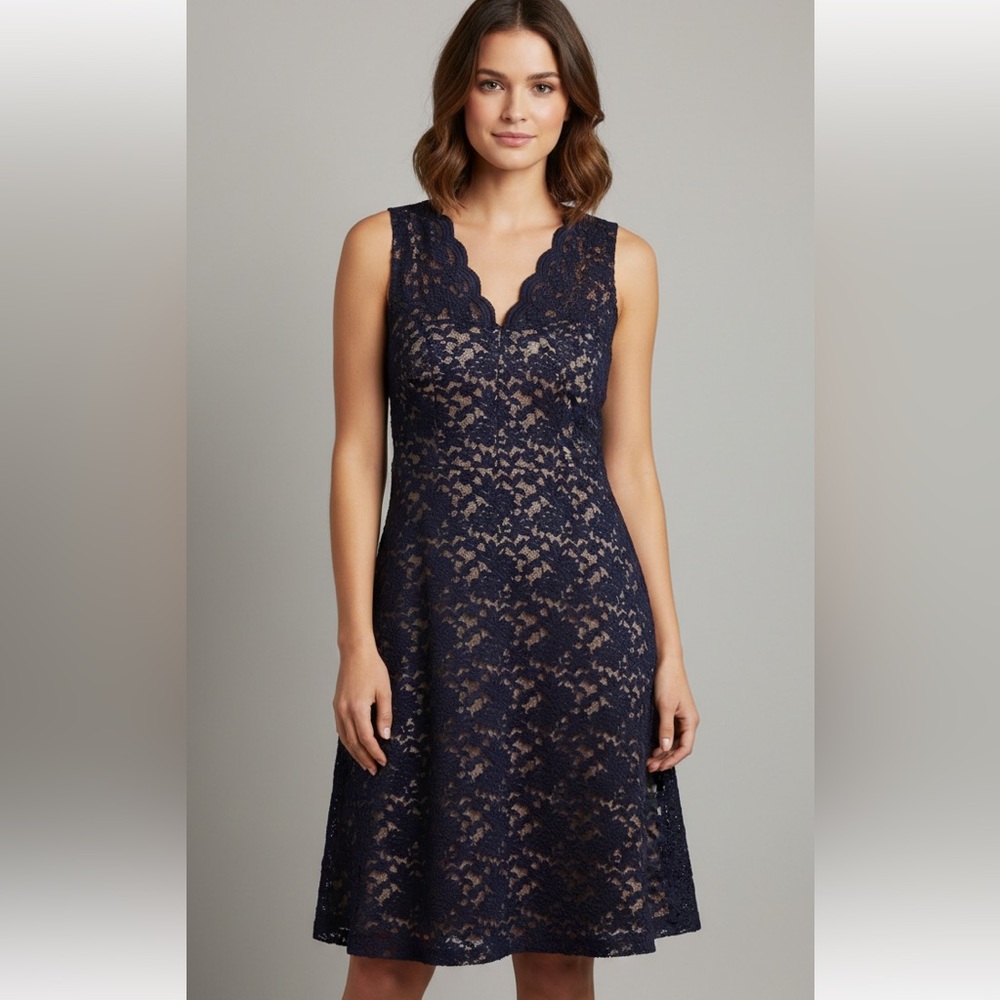 Dress Barn Women’s Formal Navy Blue Lace Dress size 8 NWT